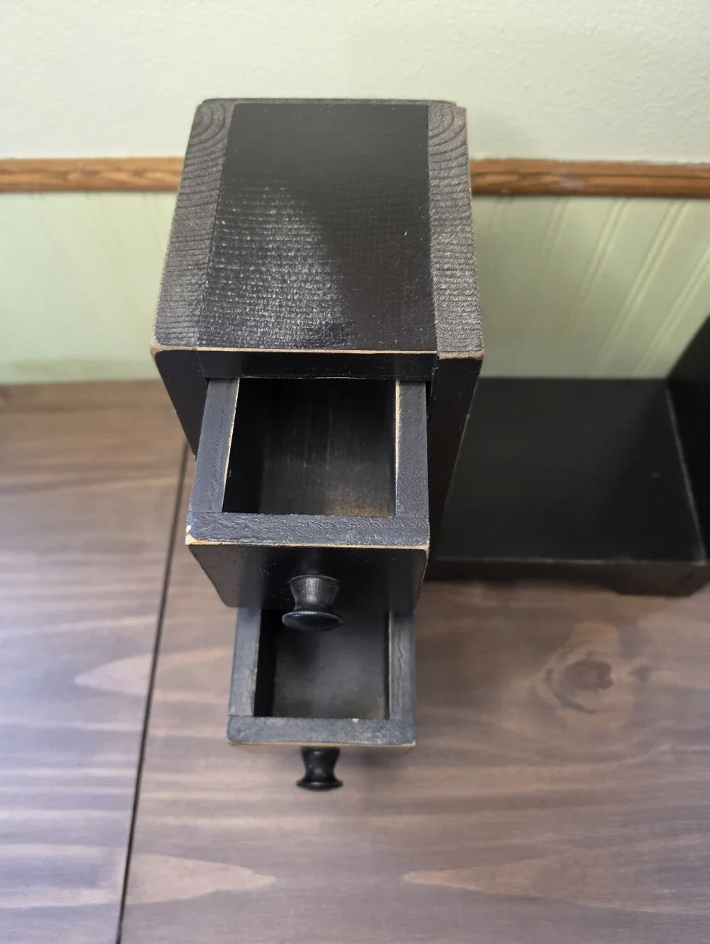 Vintage Countertop Recipe Book Storage With Two Drawers